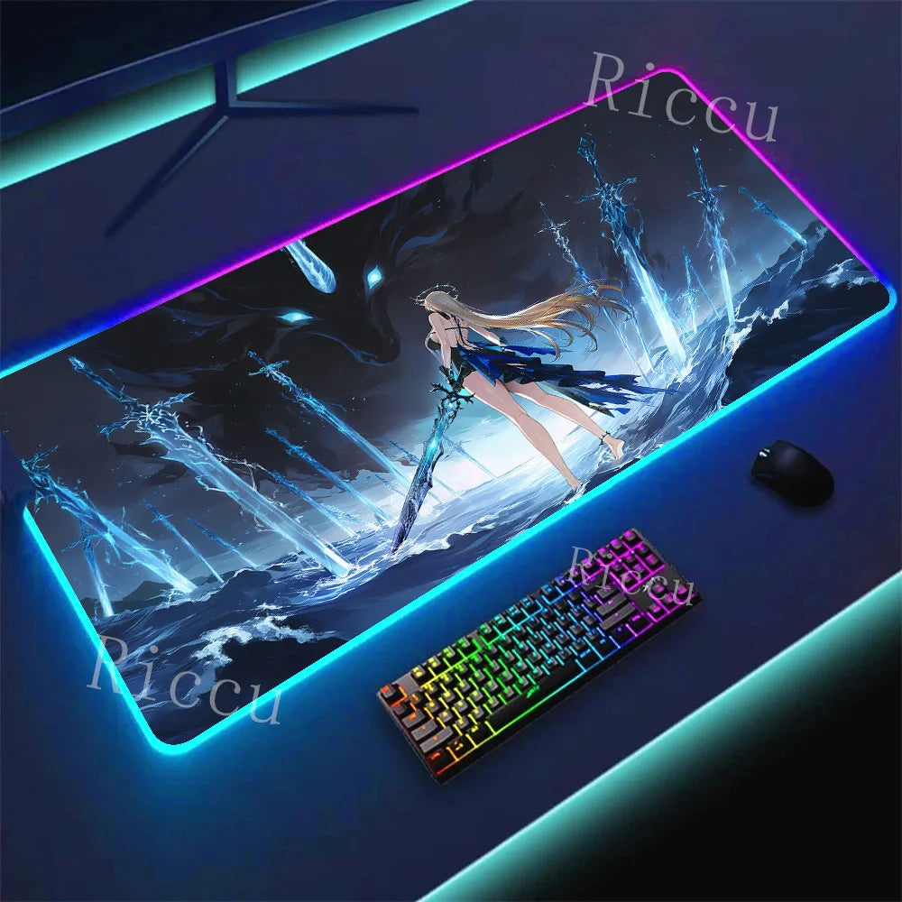RGB HD Cartethyia Wuthering Waves MousePad Game Laptop Play Mat Extra Large Kawaii Non-slip MousePad Gaming Accessories E-Sports