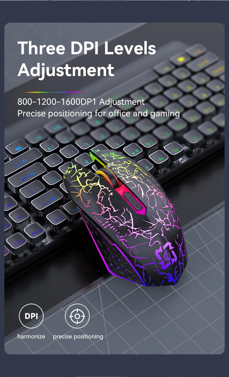 RGB Gaming Mouse Bluetooth Mouse 2.4G Wireless Mouse Ergonomic 1600DPI 6 Mute Buttons Mouse For MacBook Tablet Laptops Computer