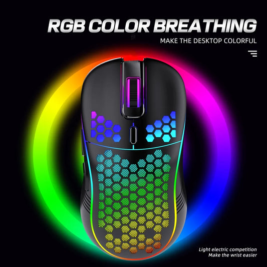 2.4G Wireless Gaming Mouse RGB Lighting Charging Mouse with Adjustable DPI Ergonomic Honeycomb Design for Desktop Laptop