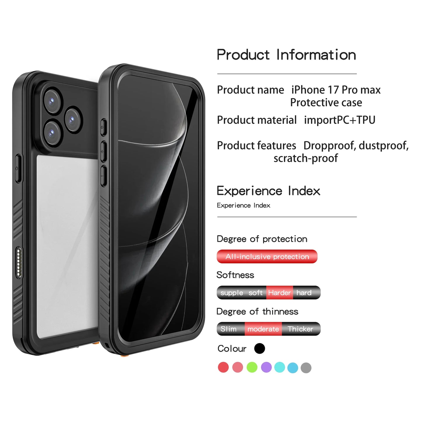 IP68 Waterproof Case For iPhone 17 Pro Max iPhone 17 Air 17 Pro 17 Drop Proof Full Body Protection Heavy Duty Protective Covers
