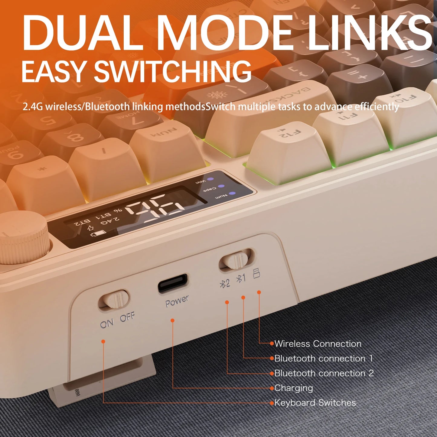 M96 Screen Wireless Keyboard Mouse Kit ZIYOULANG Bluetooth Keyboard With Mouse Gaming,Electronic Screen, Multi-Device Connection