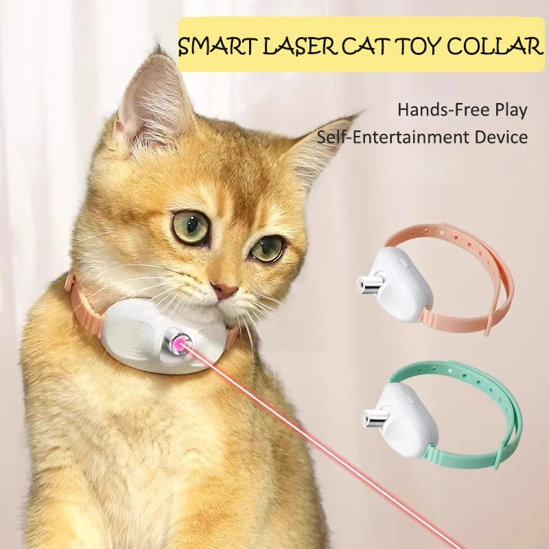 Smart Laser Cat Toy Collar Hands-Free Pet Self-Entertainment Interactive Collar Adjustable Strap USB Rechargeable 2 Colors