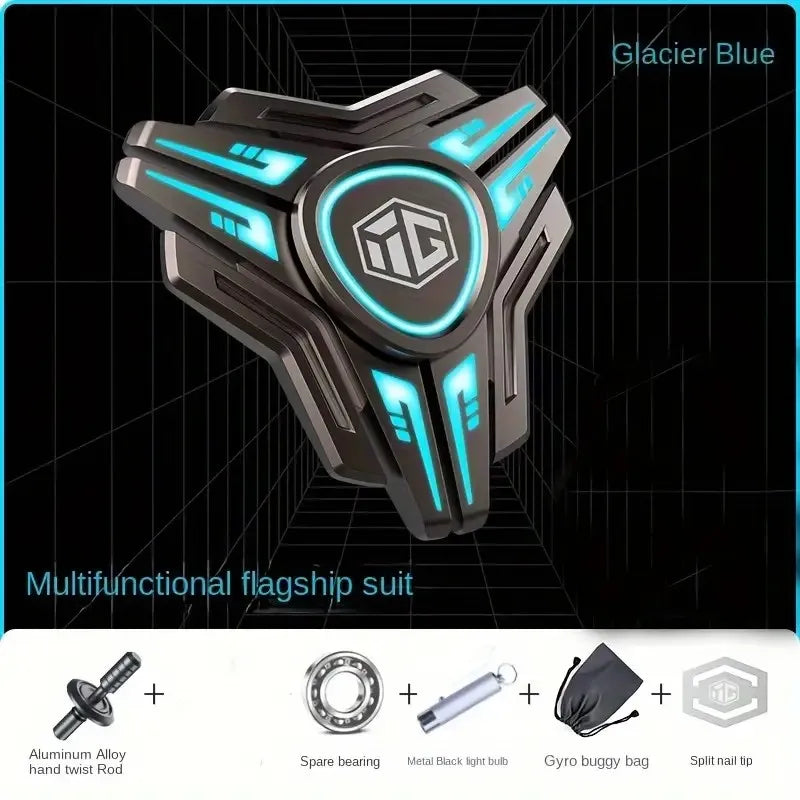Finger Spinner Toy Anxiety Relief High Speed Metal Gyro Hand Spinner with Smooth Bearings Durable Alloy Light Up Office Desk Toy