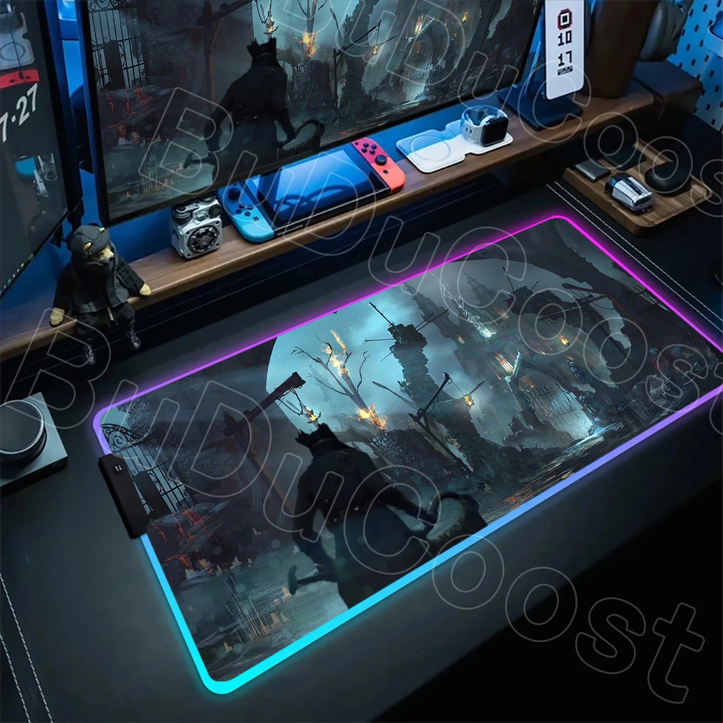 B-Bloodborne Large Gaming RGB Mouse Pad Office Laptop Accessories Non-Slip Rubber Mousepad Anime Cartoon New HD Desk Mats Carpet