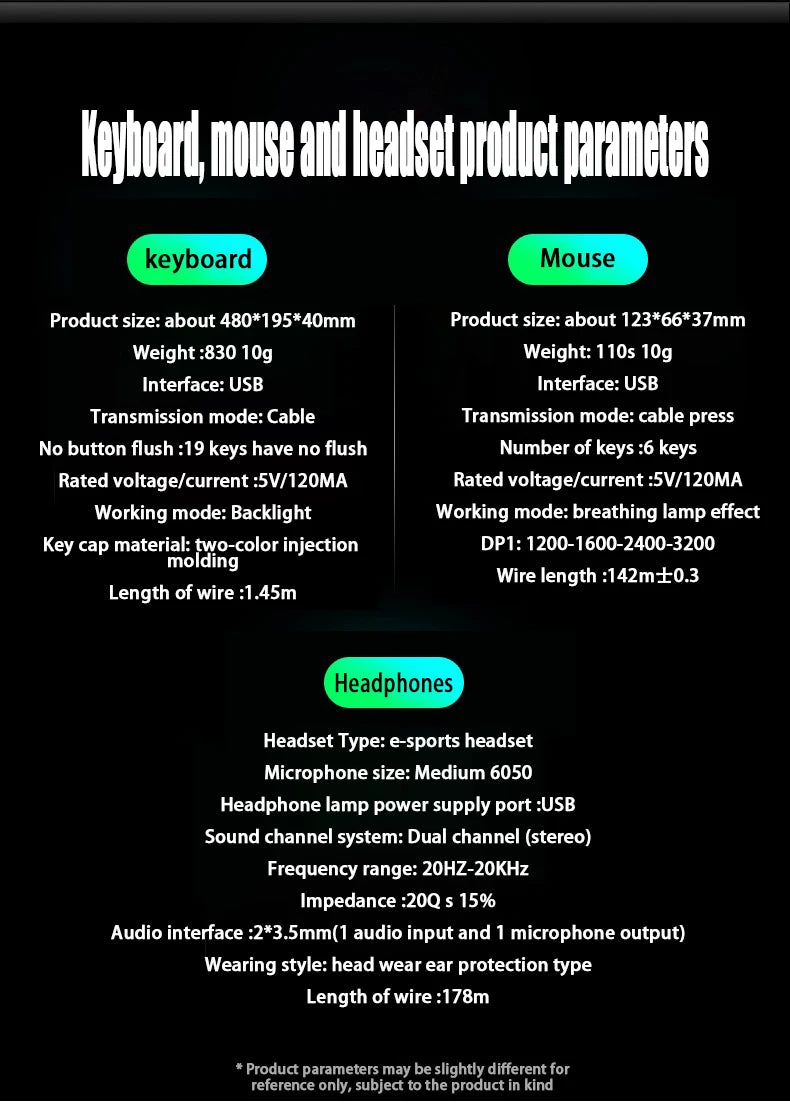 V2g5 Gaming Mechanical Handle Metal Keyboard Mouse Headset Usb Cable 3pieces/set for Esports Player Free Mousepad