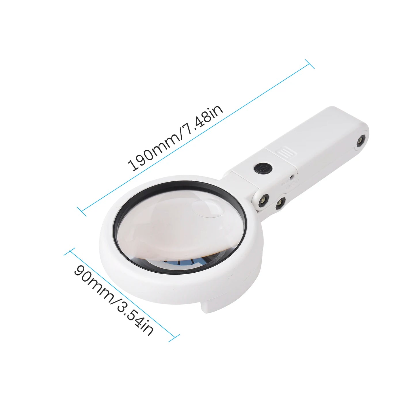 5X/10X Handheld Magnifier with LED Light and Stand USB Powered Illuminated Magnifying Glass for Electronics Repair Hobby Tool
