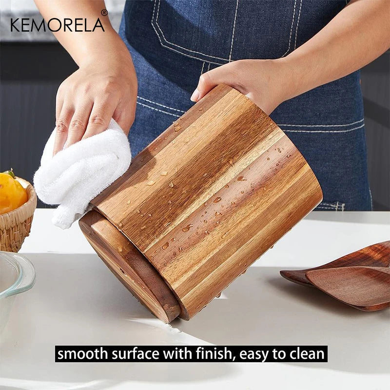 360°Rotatable Kitchenware Storage Rack Wooden Chopsticks Storage Holders Cutlery Knife And Fork  Storage Box Kitchen Accessories
