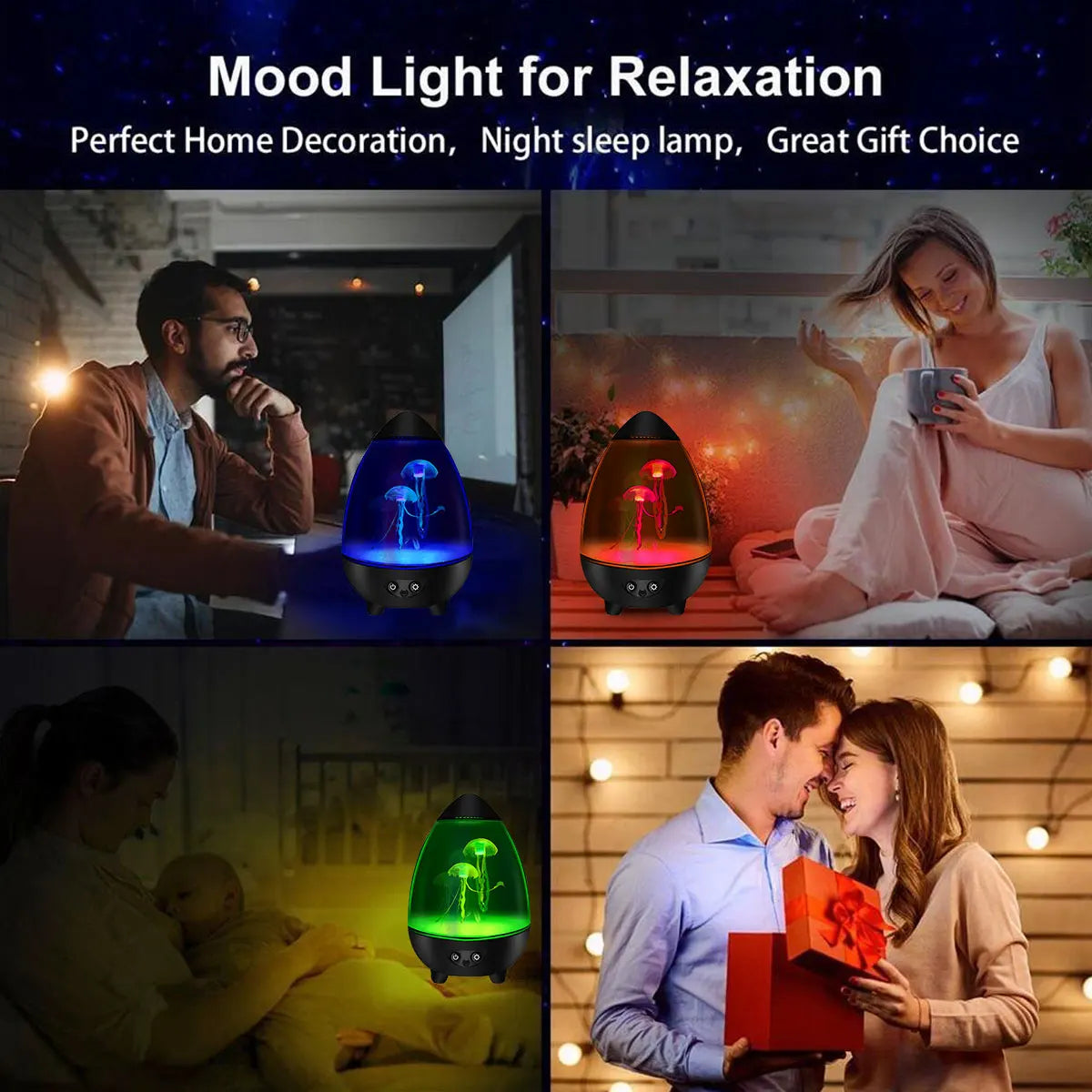 LED Jellyfish Lamp Mute Jellyfish Night Light USB Charging Egg/Cylinder Shape Desktop Aquarium Mood Light Remote RGB Table Decor