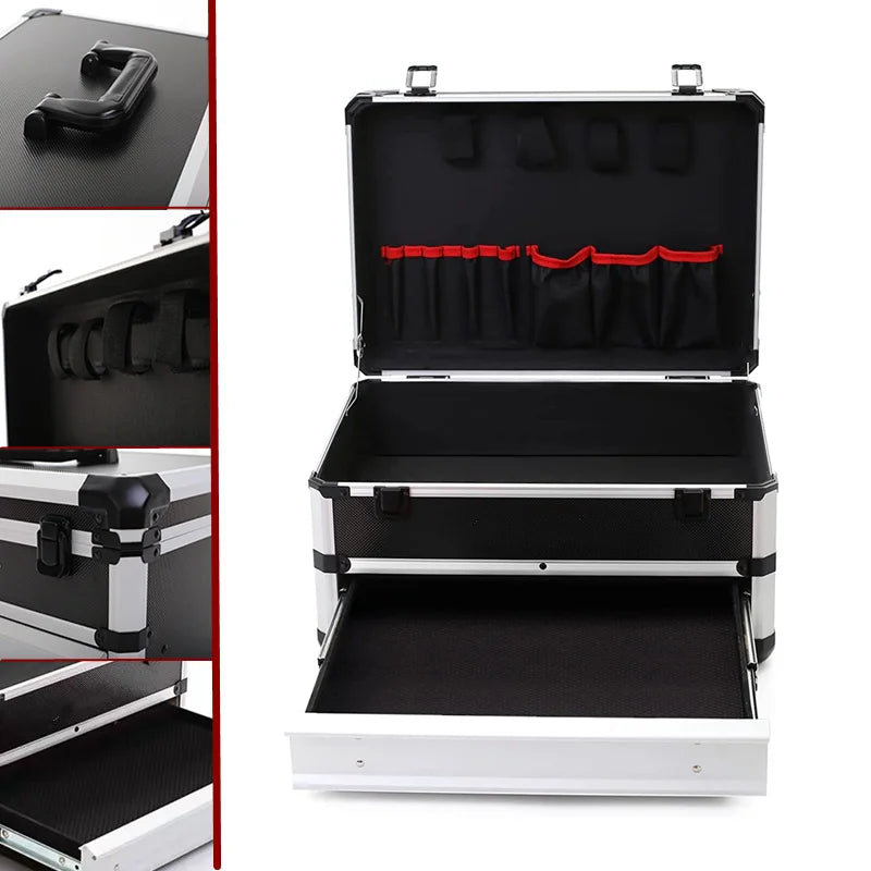 Aluminum Carrying Case Tool box Drawer Type Tool Box Organizer Multifunctional Metal Tool Box Suitcase Electrician Suitcase