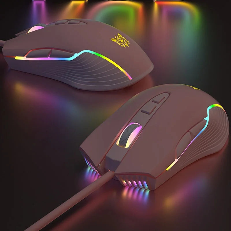 Onikuma CW905 RGB Gaming Mouse  6400 DPI Wired Optical Mouse with Cool Lighting  for Notebook PC Home Office