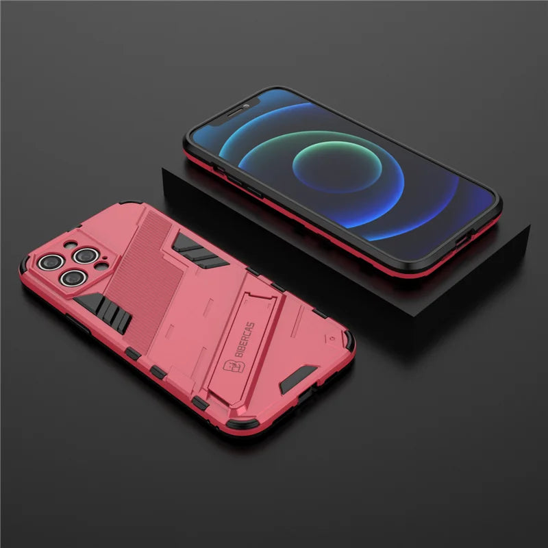 Armor Cyber Shockproof Case For iPhone 17 Air  12 13 Mini 14 15 16 Pro XR XS Max X 11 Pro Max 7 8 16 Plus Stand Holder Cover