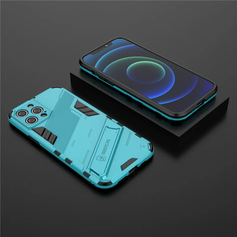 Armor Cyber Shockproof Case For iPhone 17 Air  12 13 Mini 14 15 16 Pro XR XS Max X 11 Pro Max 7 8 16 Plus Stand Holder Cover