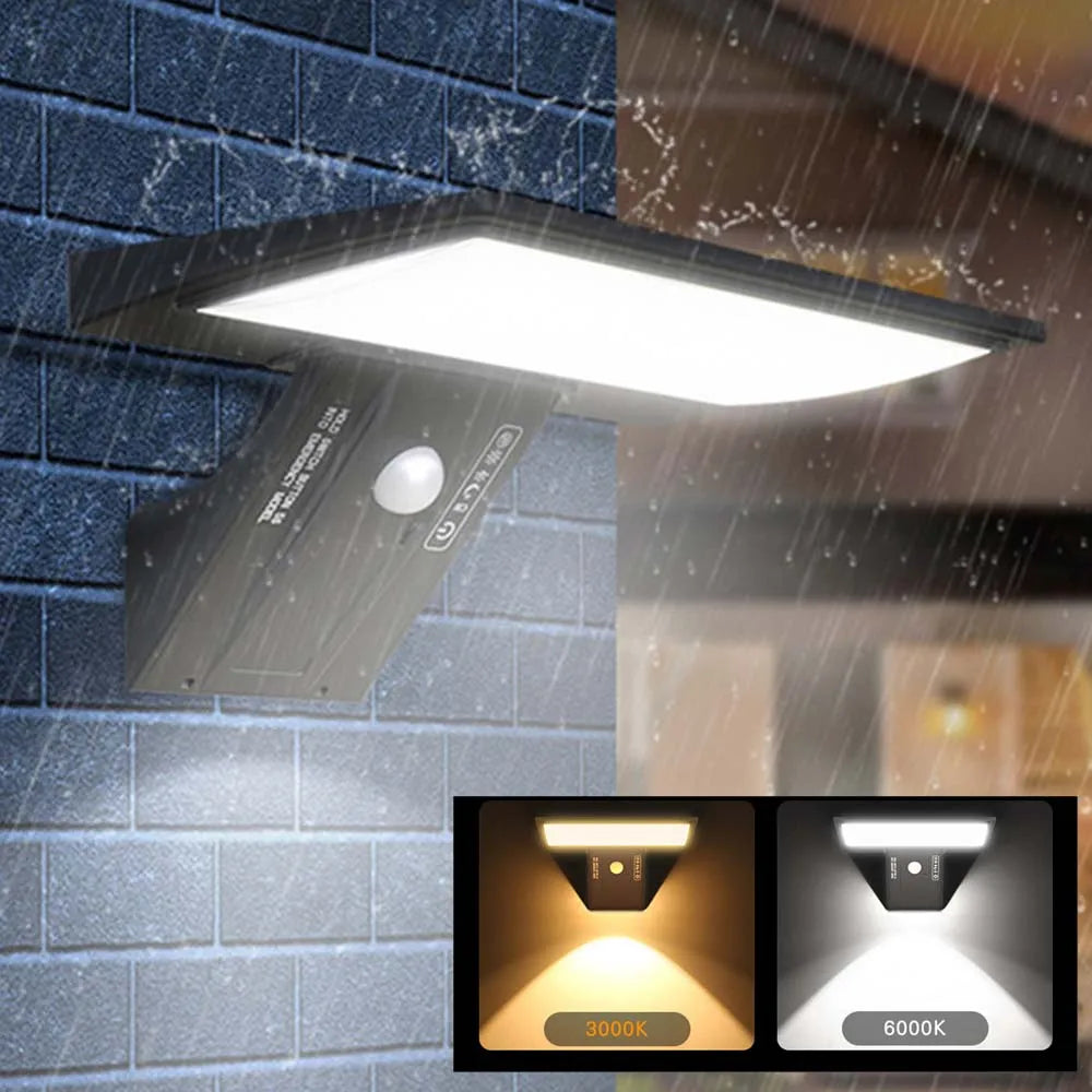 Solar Security Lights Solar Flood Lights Outdoor Waterproof with Motion Sensor 4 Modes 90 LEDs Wall Lights for Porch Yard Garden