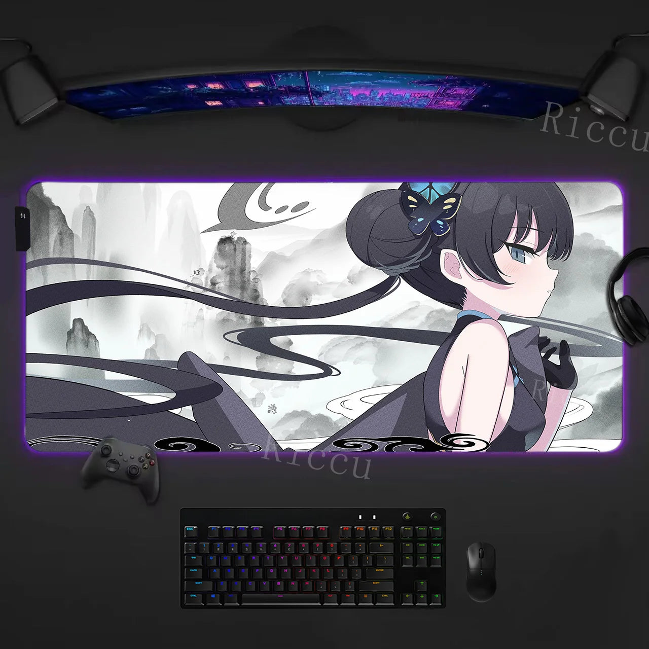 RGB HD Ryuuge Kisaki Blue Archive Game Mousepad Large Keyboard Desk Mat Gaming Mouse Pad LockEdge Edge PC Computer Mat E-Sports