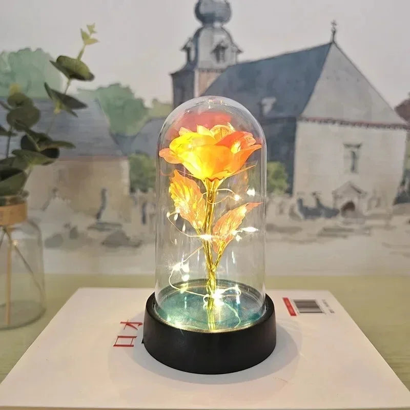 Rose Light Beautiful Realistic Looking Night Light Rose Eternal Flower Party Supplies LED Simulation Rose Flower Valentine's Day