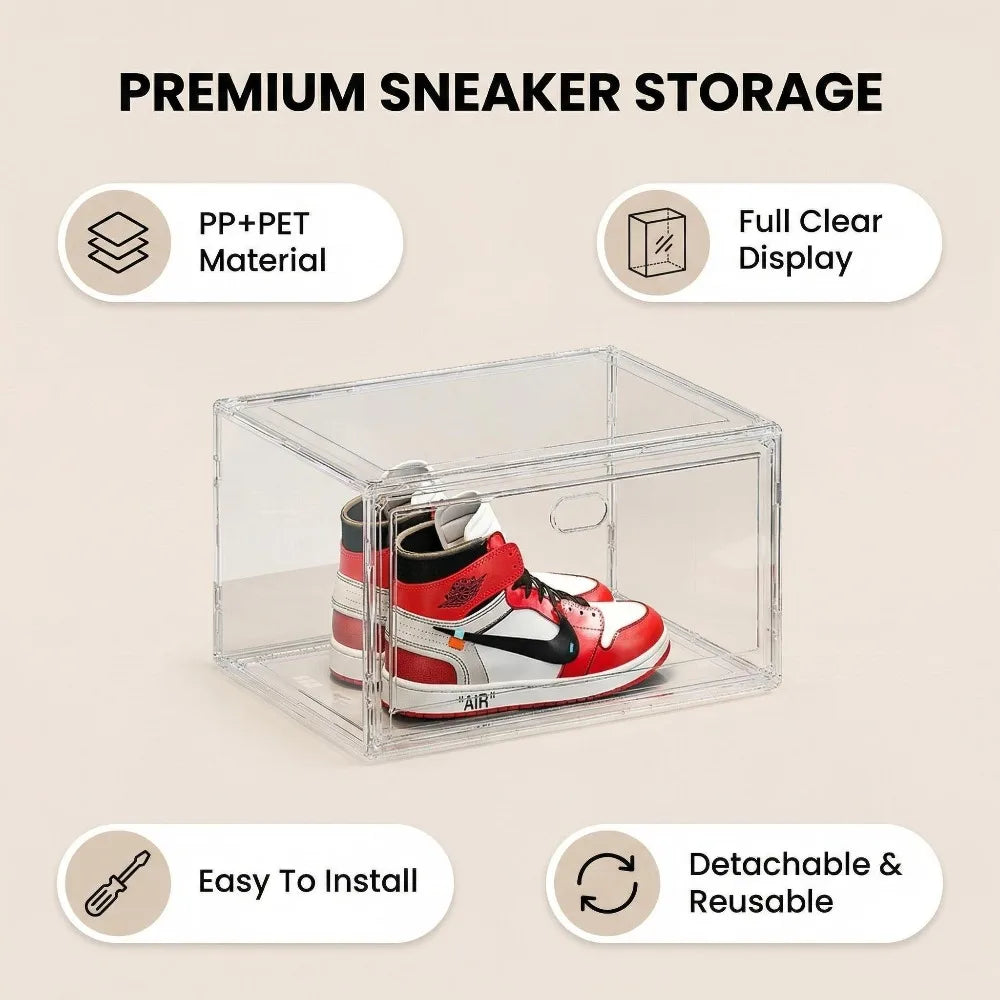 Thickened Transparent Storage Box Acrylic Shoe Box with Magnetic Flip Cover Dustproof Storage Box Multi-Layer Stackable Shoe Box