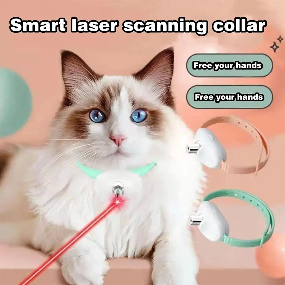 New Smart LED Laser Pet Collar Hands Free Automatic Laser Teaser Toy for Cats Dogs Interactive Pet Supplies