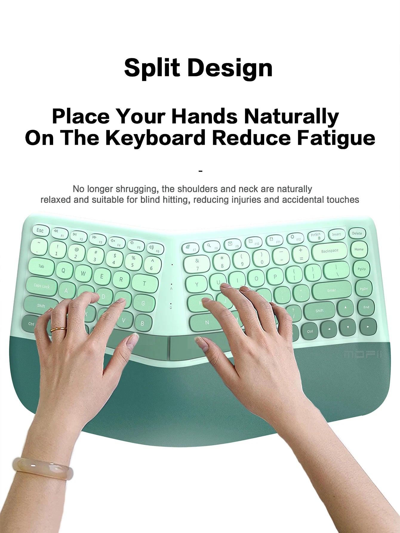 MOFII Ergonomic 2.4G Wireless Split Keyboard mouse Combo with Wrist Rest 1600DPI Wireless Vertical Mouse for PC/Laptop/Desktop