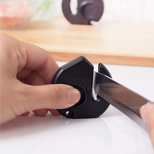 Portable mini sharpener, compact and durable plastic design, suitable for outdoor, camping, and kitchen use