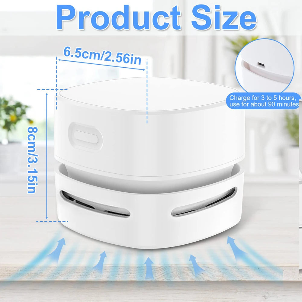 Mini Desktop Vacuum Cleaner Powerful USB Rechargeable High Suction Crumb Vacuum Detachable Design for Home Office Car