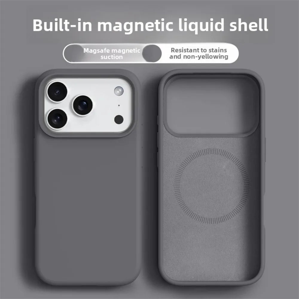 Original Magnetic Phone Case For iPhone 17 16 Pro Max Liquid Silicone Cases For iPhone17 16 Pro Max 17Pro Air Soft Bumper Cover