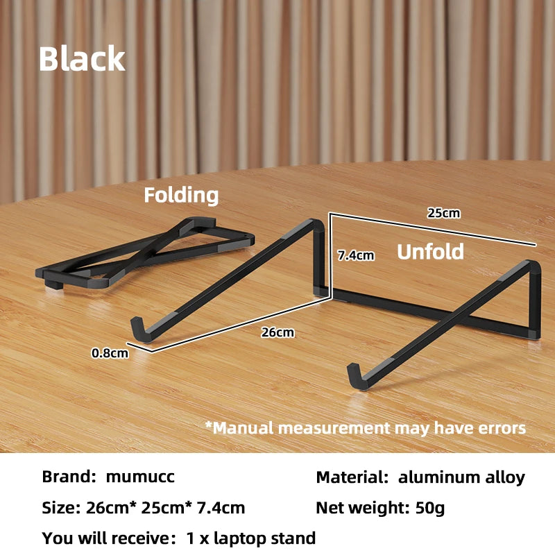 Laptop stand, lightweight aluminum alloy, easy-to-store and heat-dissipating stand, portable height-increasing stand for office