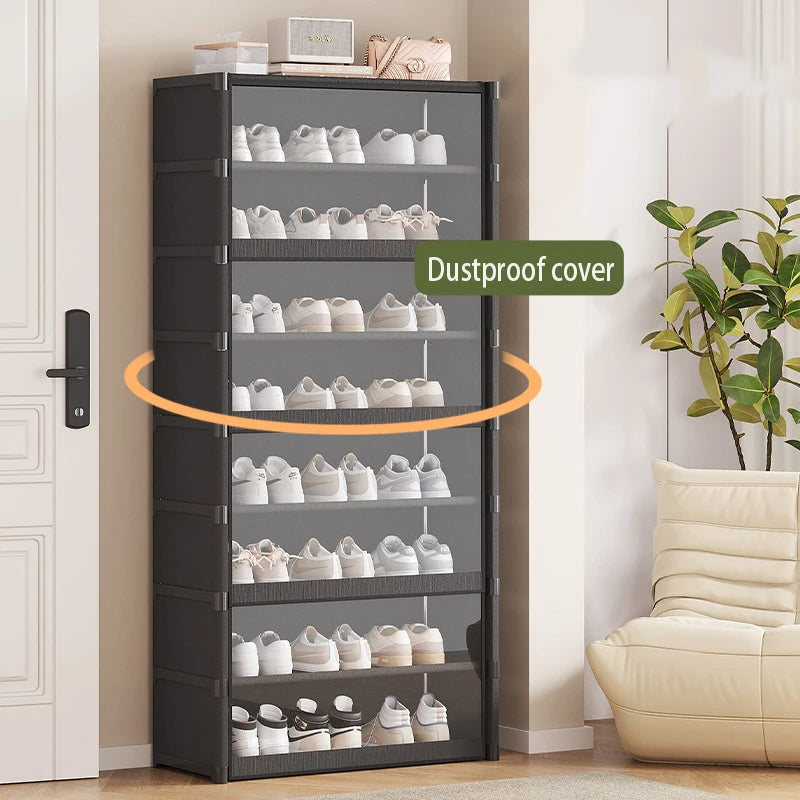 Level 5-9 Dustproof and Transparent Large-Sized Shoe Rack, Shoe Cabinet, Can Accommodate 12-24 Pairs of Shoes Shoe Rack Organizer, Shoe Cabinet, Closed Shelves, Shoe Rack Support, Suitable for Garage, Bedroom, Living Room Sho