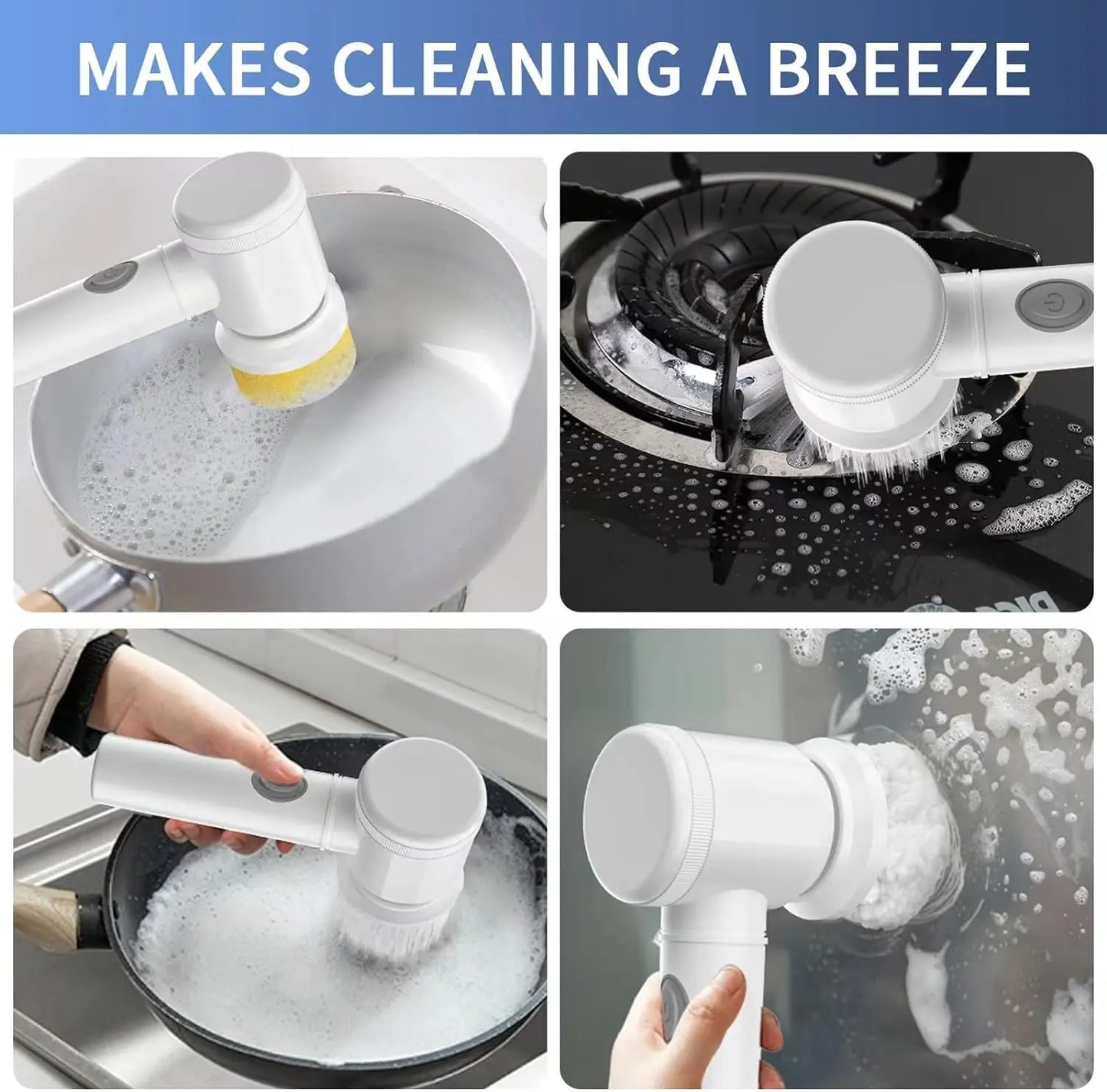 Electric Spin Scrubber for Bathroom Kitchen Cleaning! With 5 Electric Cleaning Brush Heads Ideal for Tub, FloorTile Window Sink