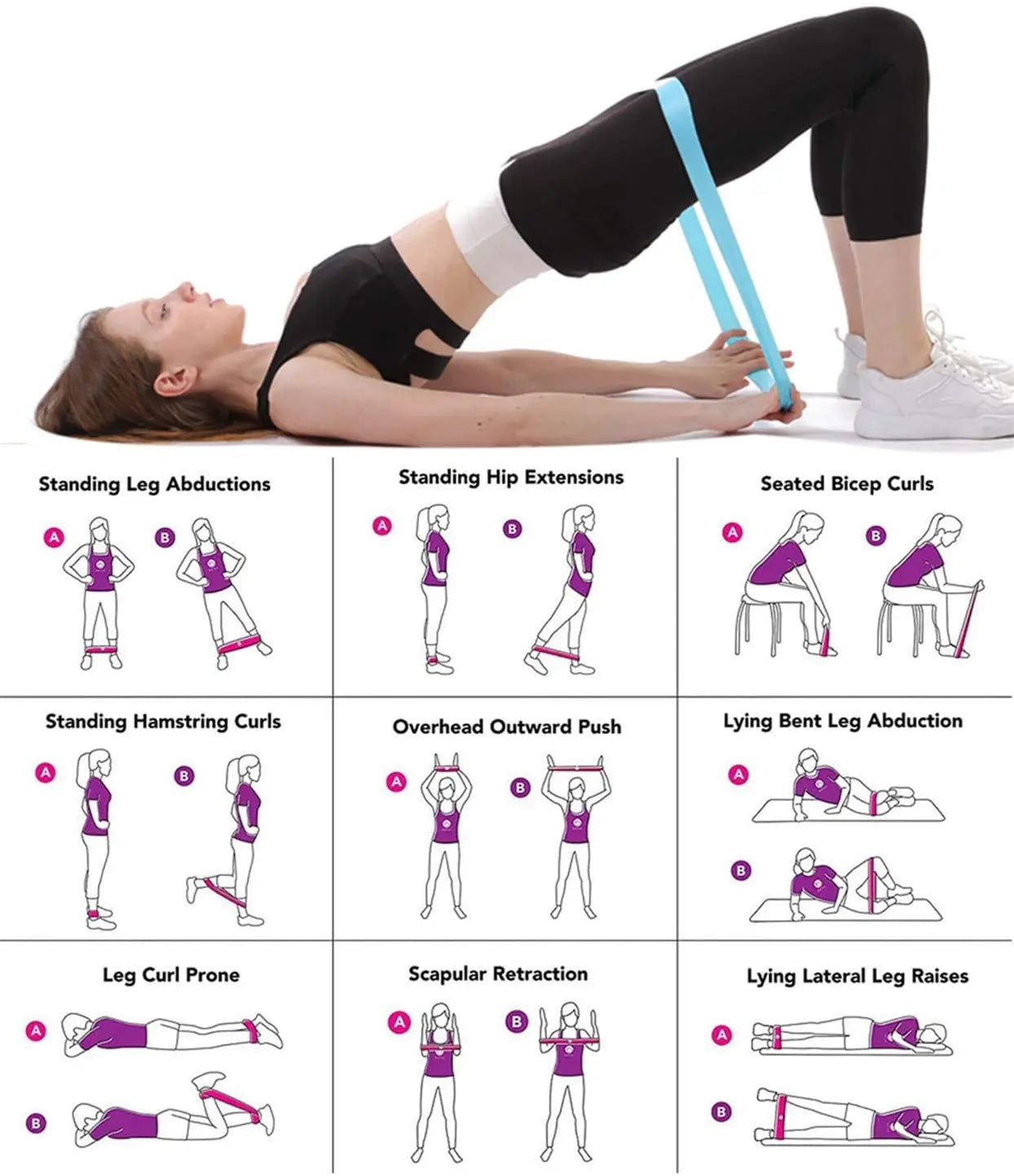 Resistance Bands Exercise Workout Bands Stretch Bands for Booty Legs Pilates Flexbands Pull Rope Yoga Gym Equipment for Home