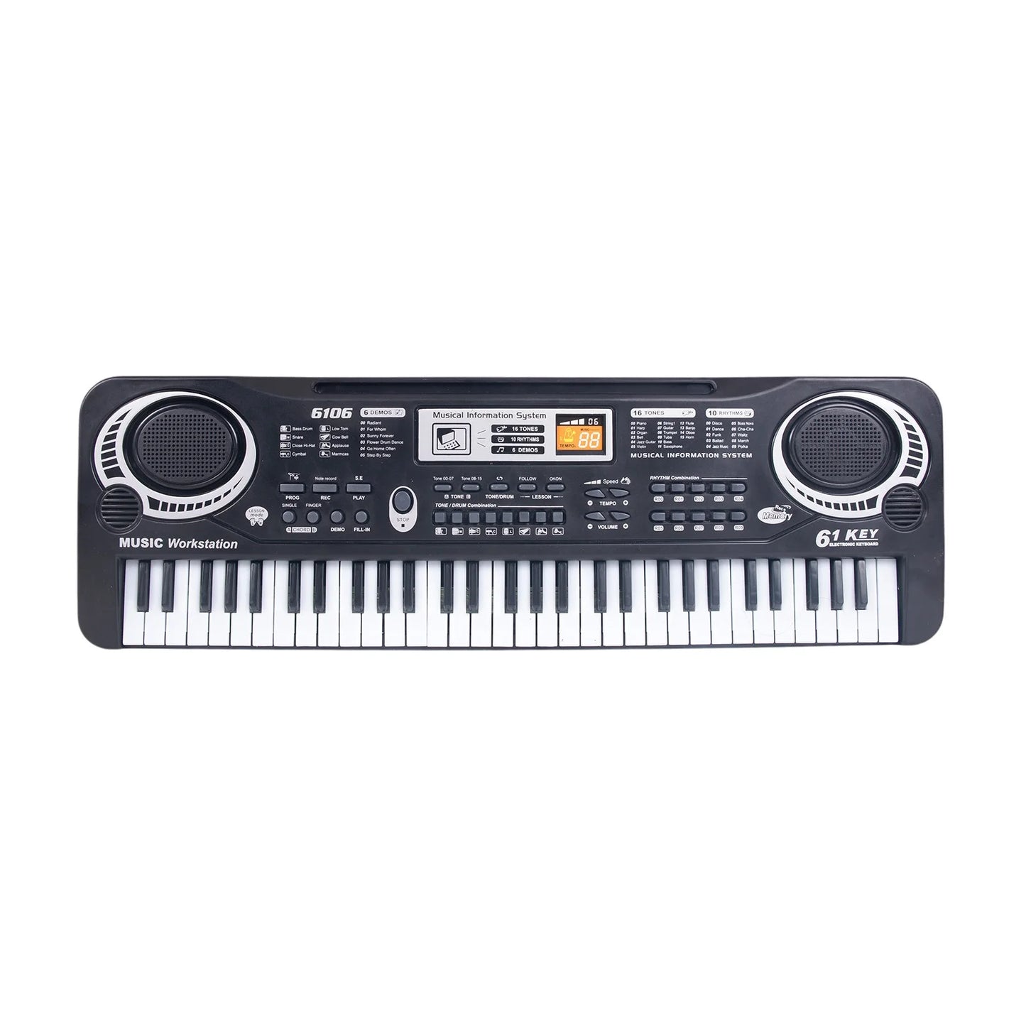 Black Electronic Keyboard 61 Keys Black Digital Music Electronic Keyboard Electric Piano Kids Musical Instrument
