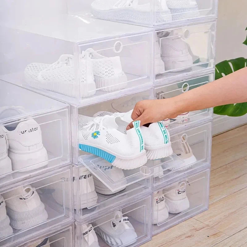 2026 New Cajas Para Zapatos 6pcs Transparent Thickened Shoe Boxes Dustproof Moistureproof Foldable Stackable Home Shoe Organizer