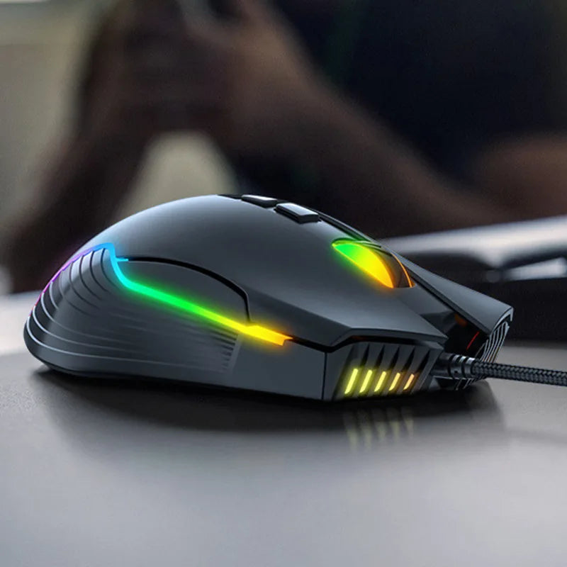 Onikuma CW905 RGB Gaming Mouse  6400 DPI Wired Optical Mouse with Cool Lighting  for Notebook PC Home Office