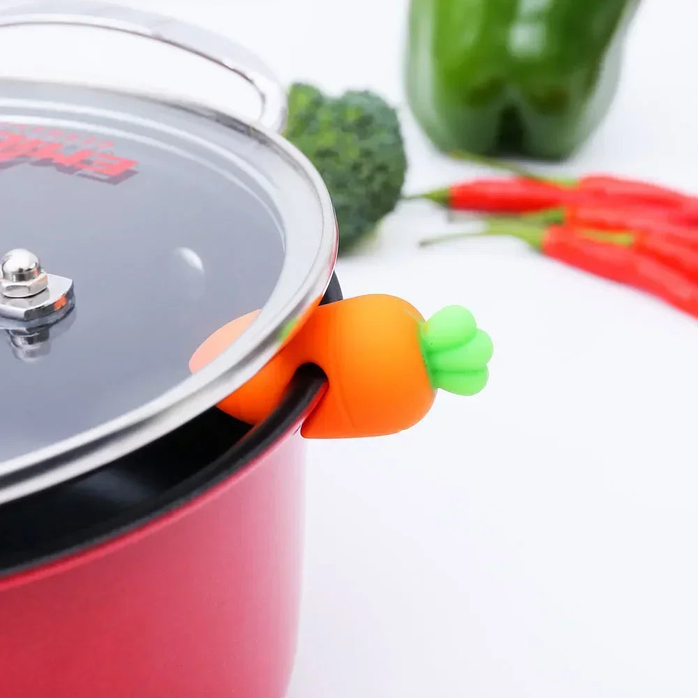 1Pcs Silicone Pot Lid Anti-spill Rack Heat-resistant Anti-Overflow Stoppers Pot Cover Lifter Holder Creative Kitchen Tool Gadget