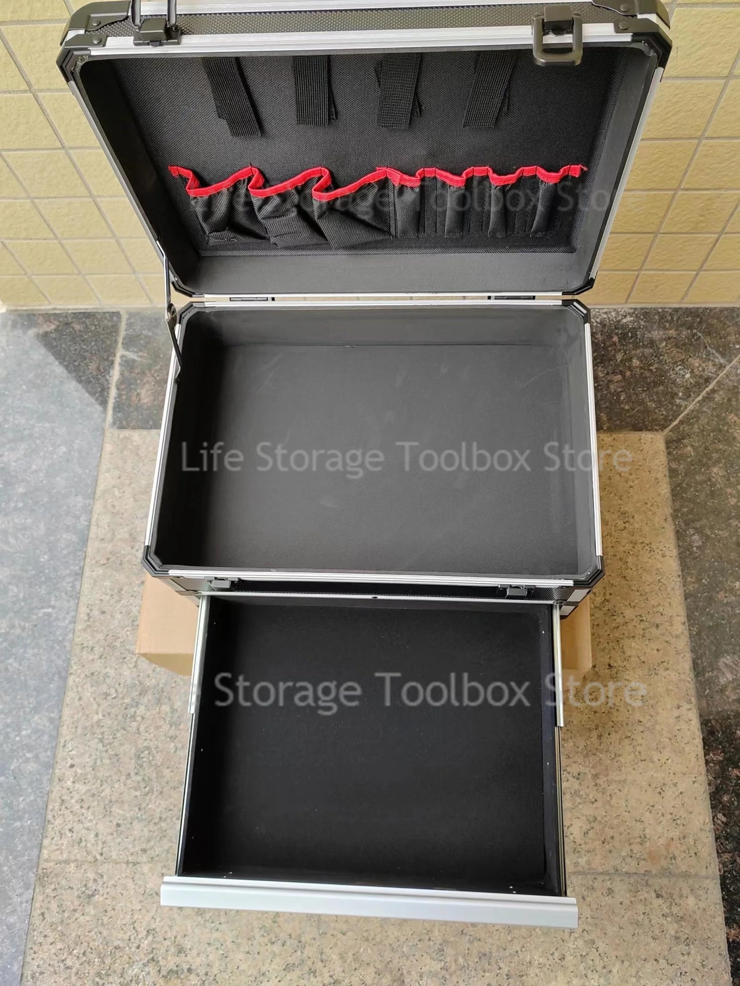 Aluminum Carrying Case Tool box Drawer Type Tool Box Organizer Multifunctional Metal Tool Box Suitcase Electrician Suitcase