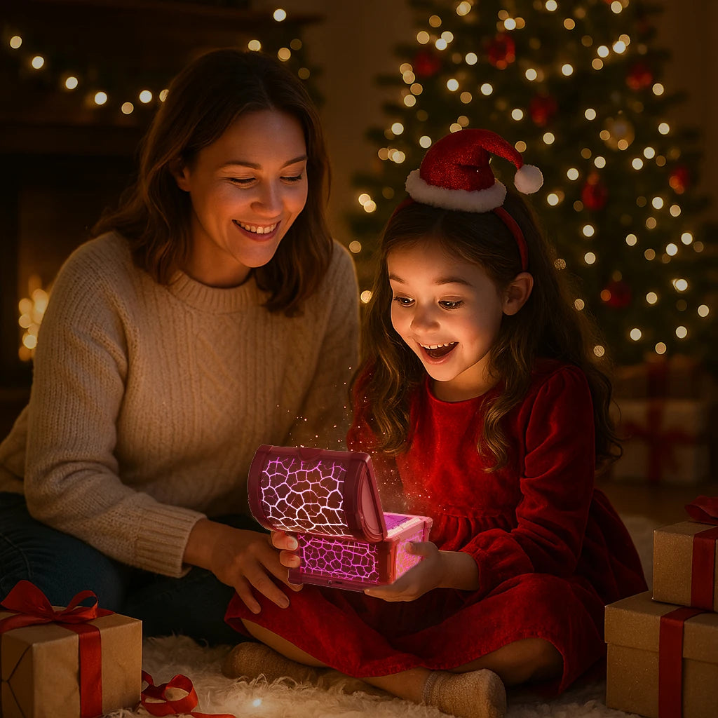 Projector Atmosphere Light USB Flow Light Night Light Children's LED Lamp Star Sky Treasure Chest Projection Lamps Birthday Gift
