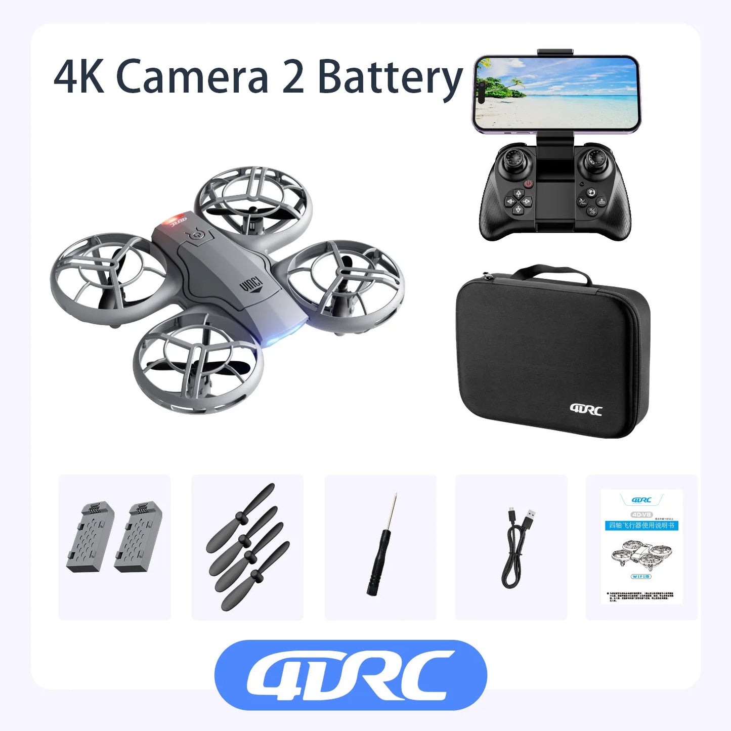 V8 Mini Drone 4K Professional Wide-Angle HD Camera WiFi FPV Height Hold Foldable RC Drone Quadrotor Helicopter Children's Toys