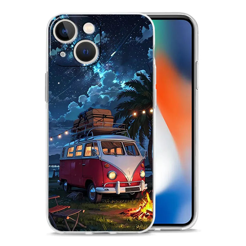 Phone Case For iPhone 17 Cases iPhone Air 16 15 12 13 14 Pro Max 15 Plus 16Pro iPhone11 Cover Combi Van Car Outdoor Camping