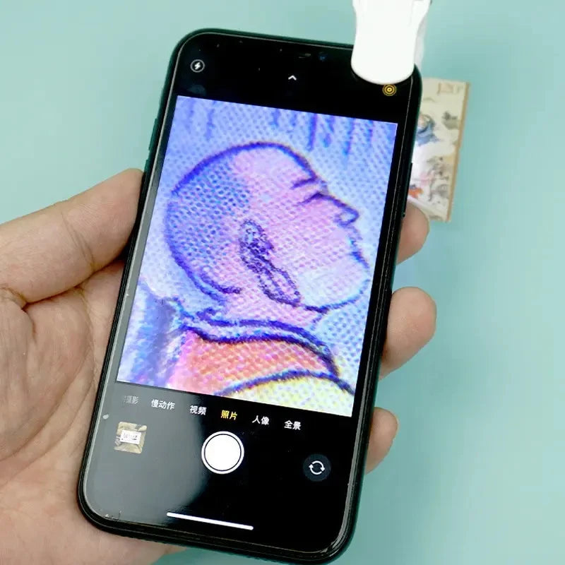 60X Clip On Microscope with LED UV Light Jewelry Magnifier for Cell Phone Focusing Adjustable