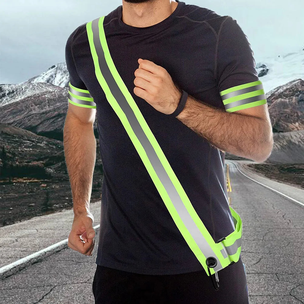 USB Rechargeable Adjustable LED Reflective Belt Cycling Reflective Running Gear Safety Reflective Running Gear for Night Running