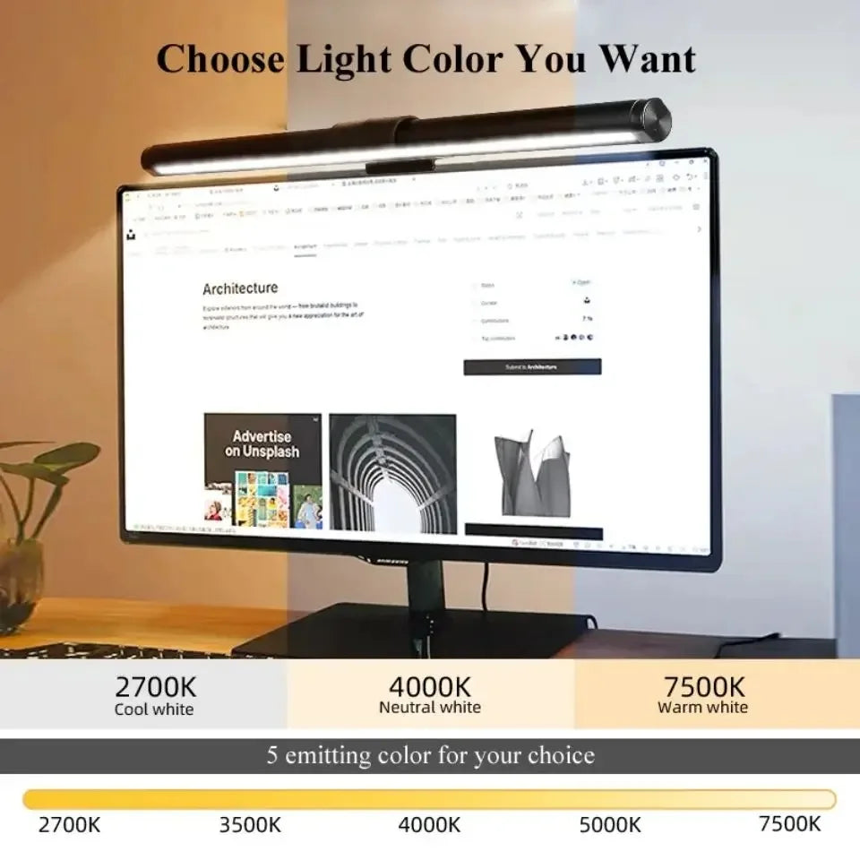 RGB Desktop Atmosphere Light Strip LED Eye Protection Learning Reading Hanging Lamp PC Display Screen Lighting Night Light