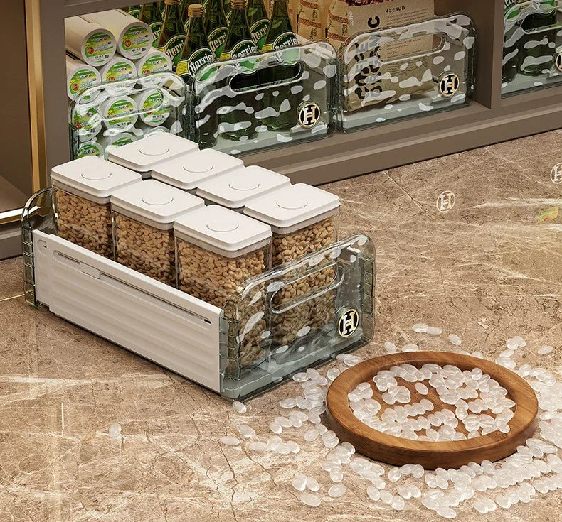 Kitchen Organizing Storage Box Simple Cabinet Retractable Storage Box Water Corrugated Drawer Desktop Snacks Grocery Storage Box
