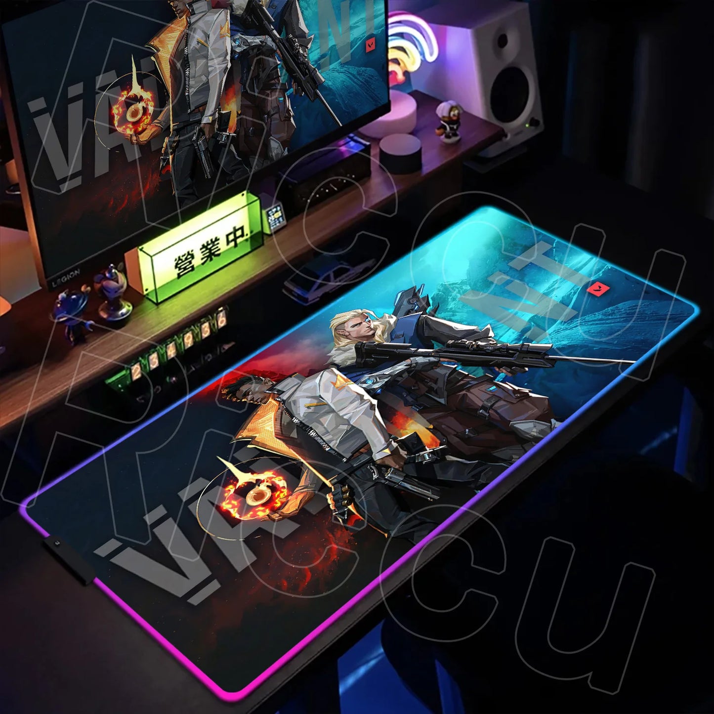 RGB Mouse Pad Gaming Valorant Computer Mice Mat Gamer Led Glowing Keyboard Mausepad 30x80cm PC Cabinet Carpet Office Accessories