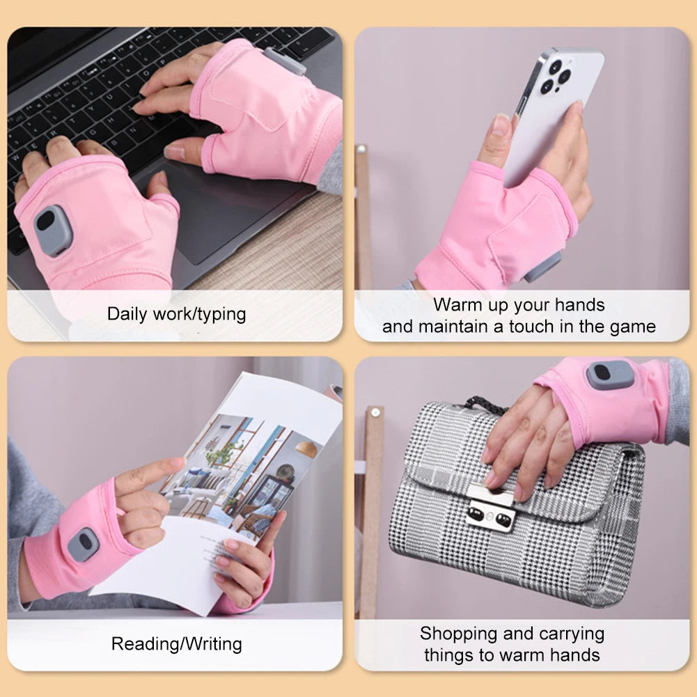 Electric Heated Gloves 360 Degree Heating Electric Thermal Gloves Fingerless Touchscreen for Outdoor Hiking Cycling