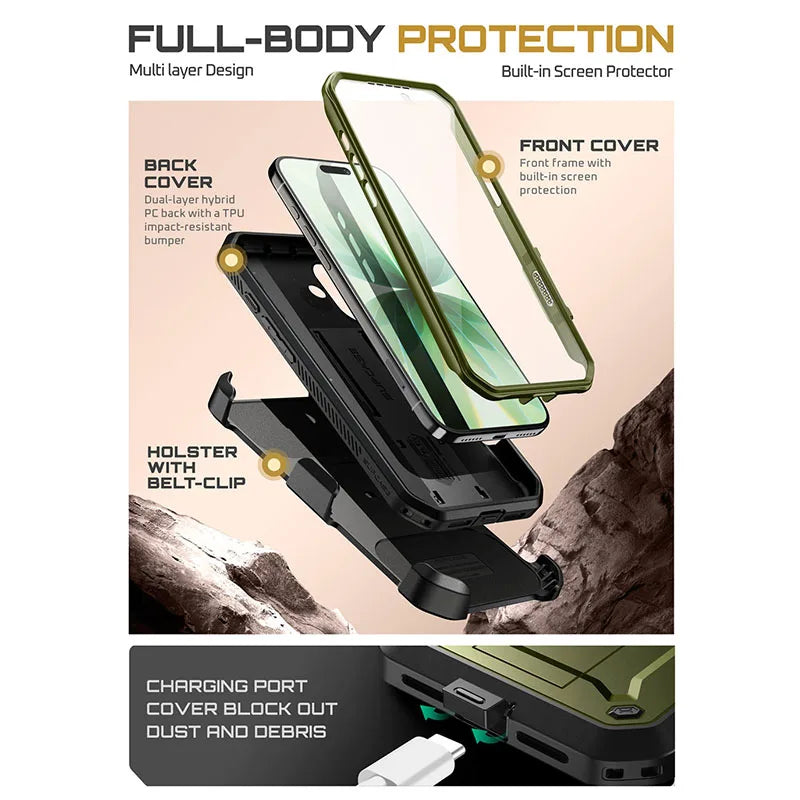 For iPhone 17 Case 6.3" (2025) SUPCASE UB Pro Full-Body Heavy Duty Rugged Phone Case with Built-in Screen Protector