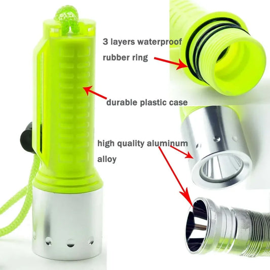 High Lumen LED Diving Flashlight Lantern Waterproof Underwater Scuba Flashlight Torch Light Lamp Diver Underwater Work Lantern