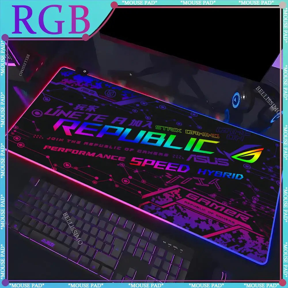 RGB A_Asus Rog mouse cute keyboard pad large table mat LED game electric standard pad anime luminous game computer cabinet pad