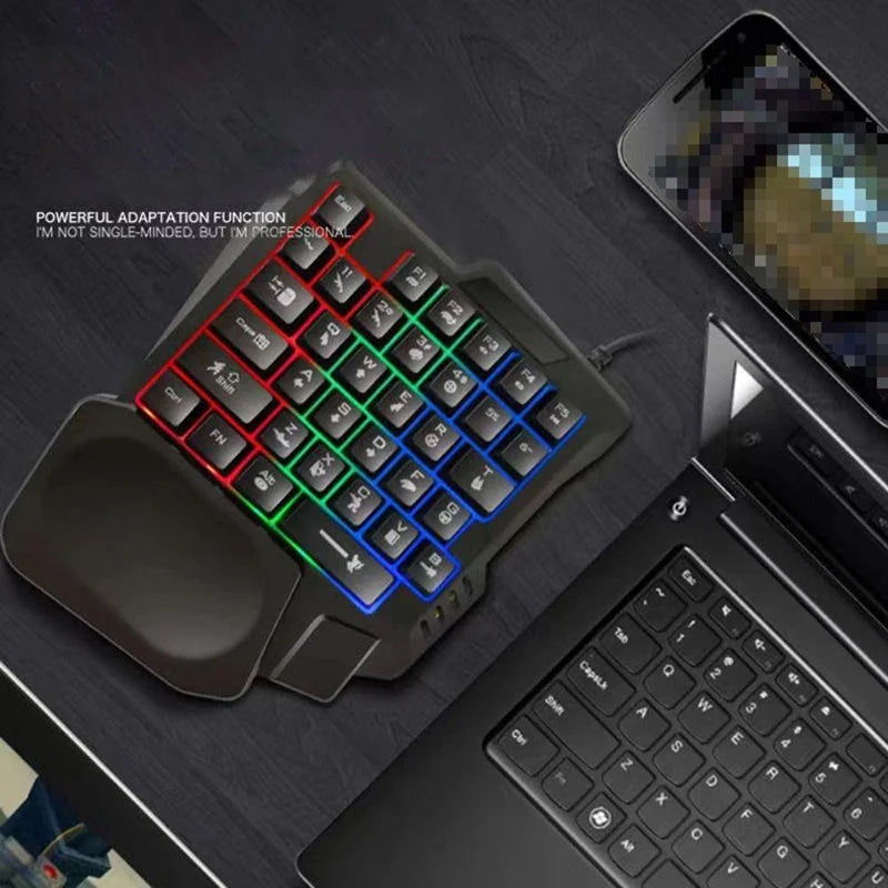 RGB Gaming Keyboard Single Hand Mini USB Ultra-slim Wired 35-Keys OneHandedly Backlight Keyboard For Computer PC Laptop