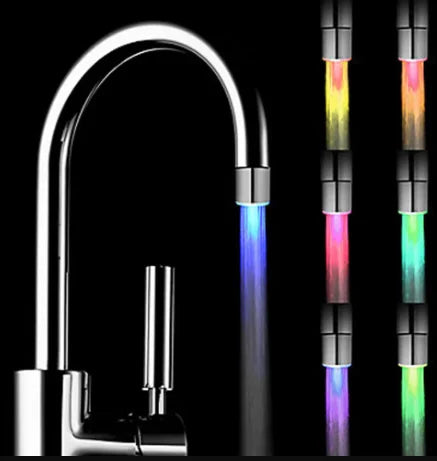 6PC/3PC/1PC Luminous Changing 7 Colors LED Faucet Color Light Changing Blinking Temperature Control Water Faucet