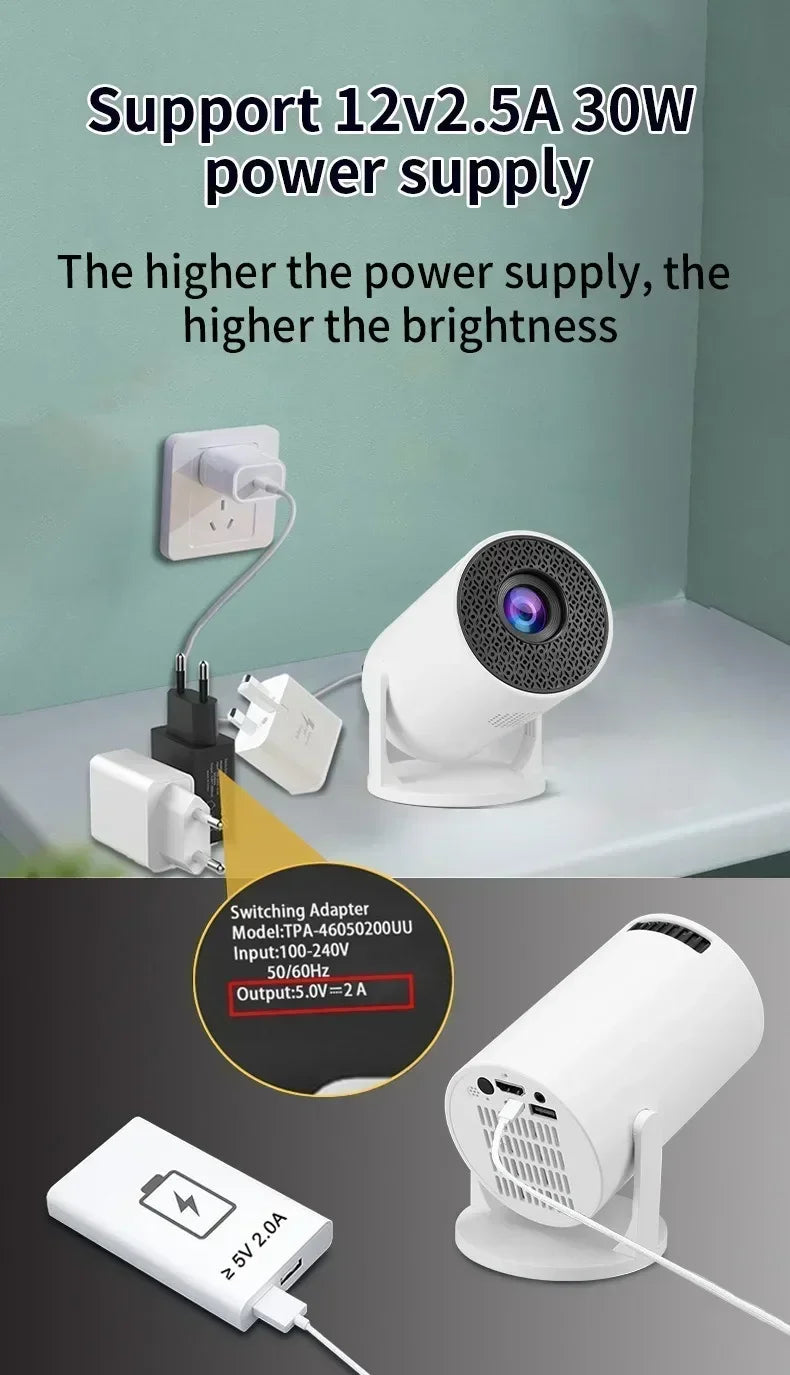 Home Theater Portable Projector 2025 MINI HY300 4K Ultra HD 300ANSI Android 11 BT54 with Electronic Focus and Built in Speaker