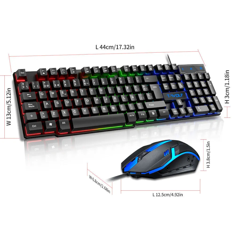 104 Keys Computer Mouse Keyboard Combo Colorful Blacklight Gaming USB Wired Keyboard And Mouse Set